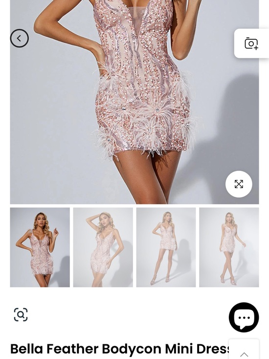 Mew Mews Dresses & Skirts - Feather-Embellished Pink Mini Dress